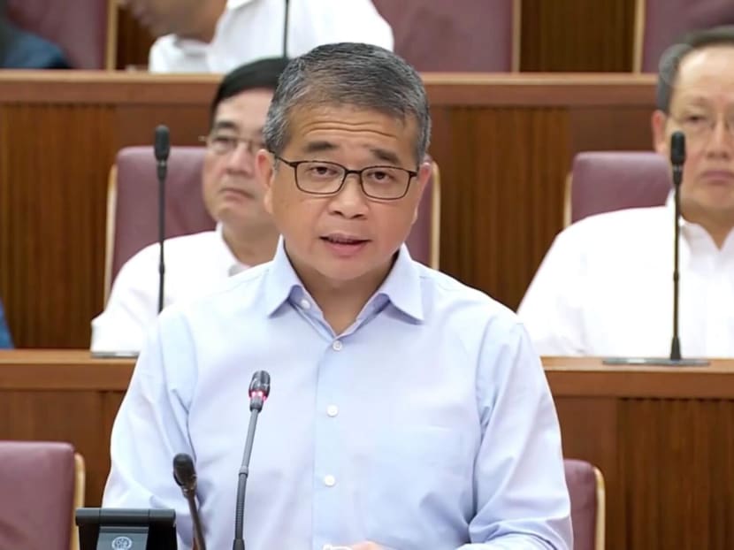 Minister for Culture, Community and Youth Edwin Tong speaking in Parliament on Friday (April 21).