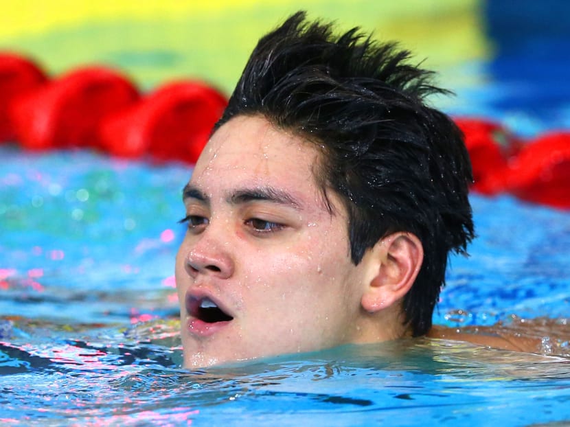 Joseph Schooling of Singapore looks on after the Men's 50m Butterfly Heat 5 at Tollcross International Swimming Centre during day one of the Glasgow 2014 Commonwealth Games on July 24, 2014 in Glasgow, Scotland.  Photo: Getty Images