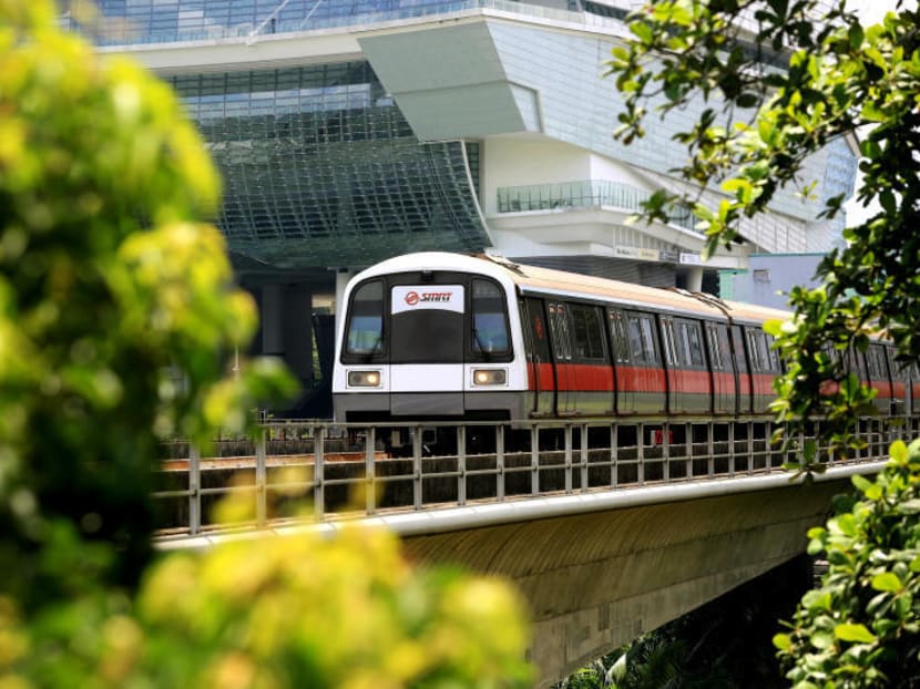 A SMRT train on the MRT track along Commonwealth Avenue West. Photo: TODAY file photo