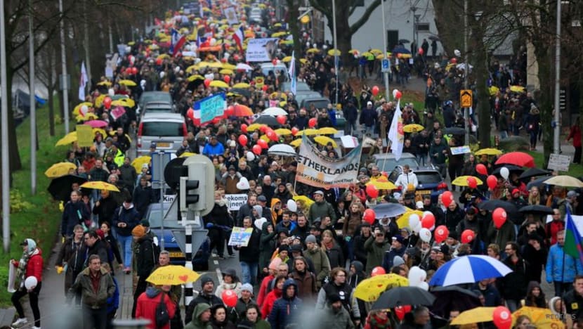 Thousands protest over Dutch coronavirus restrictions Thousands protest over Dutch coronavirus restrictions