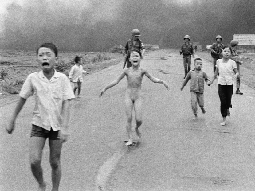 FILE - This is a  June 8, 1972 file photo of South Vietnamese forces follow after terrified children, including 9-year-old Kim Phuc, center, as they run down Route 1 near Trang Bang after an aerial napalm attack on suspected Viet Cong hiding places .  The Pulitzer Prize-winning image by Associated Press photographer Nick Ut is at the center of a heated debate about freedom of speech in Norway after Facebook deleted it from a Norwegian author’s page last month.  Photo: AP