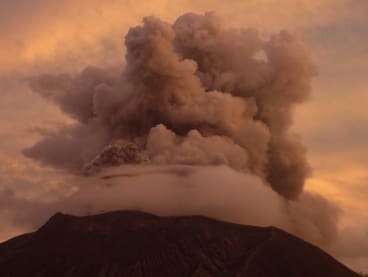 Mount Ruang volcano erupts in Sitaro, North Sulawesi on April 19, 2024.