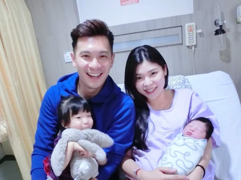 Shaun Chen and his wife Celine, with their two children - Nellie (left) and newborn daughter he calls "Guai Bao". Photo: Shaun Chen