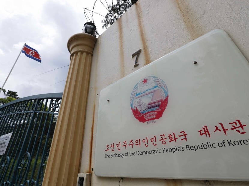 A North Korea flag waves inside the North Korean Embassy in Kuala Lumpur, Malaysia on Wednesday, March 29, 2017. Malaysia's health minister said Tuesday the body of Kim Jong Nam is still in Malaysia, six weeks after the exiled half brother of North Korea's leader was poisoned in Kuala Lumpur. Photo: AP