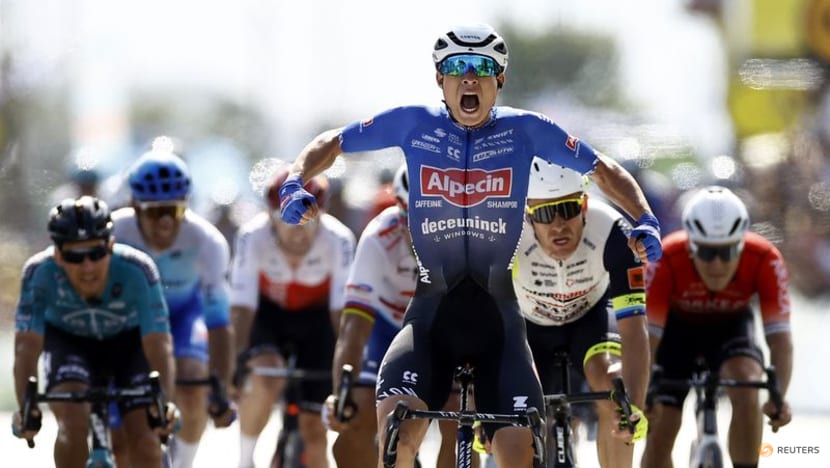 Briefest of celebrations as Philipsen realises he has not won Tour stage