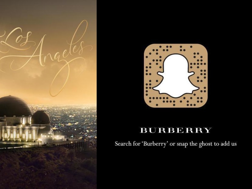 Burberry's collection will appear on its Snapchat channel at 7pm on Sept 20. Photo: Burberry/Twitter