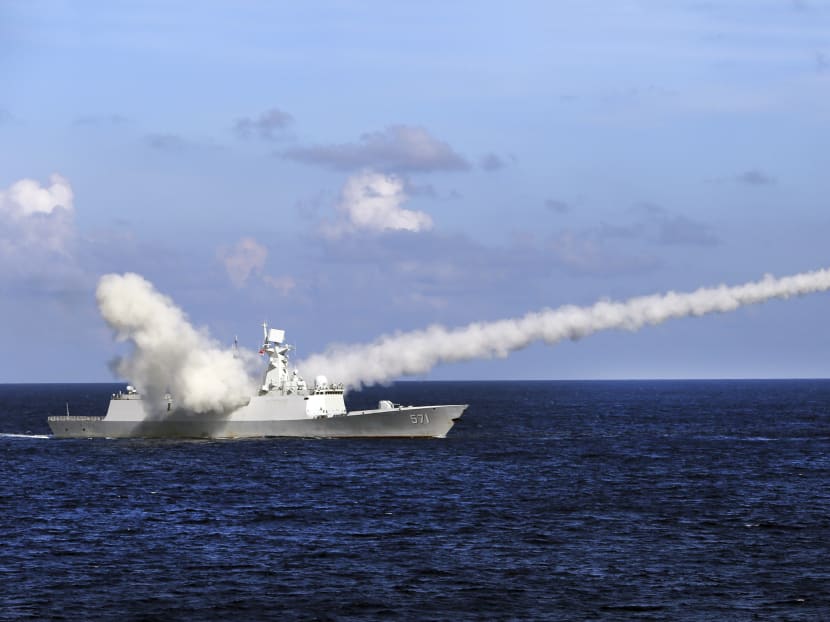 Chinese missile frigate Yuncheng launches an anti-ship missile during a military exercise in the waters near south China's Hainan Island and Paracel Islands on July 8, 2016. Photo: Xinhua News Agency via AP