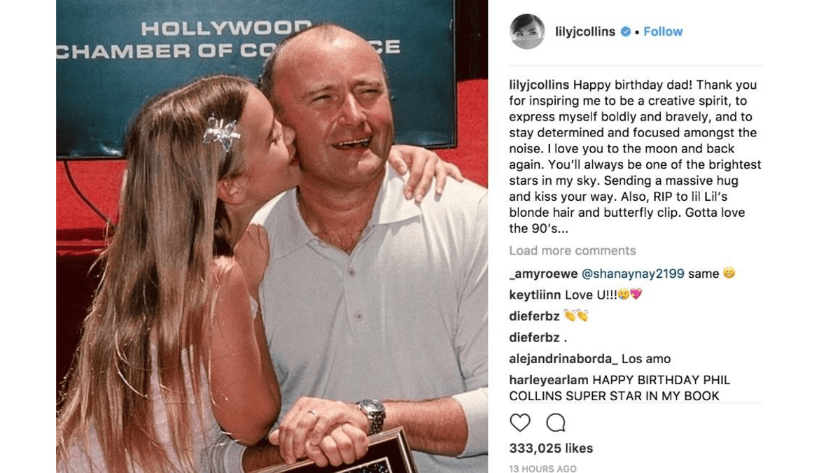 Lily Collins praises 'inspiring' father Phil Collins 8days