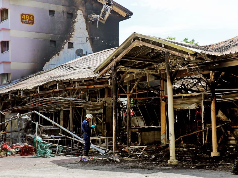 The aftermath of the Jurong West wet market blaze. TODAY file photo