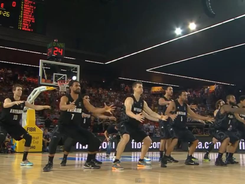 A YouTube screenshot of the The New Zealand Tall Blacks performing the Haka. Photo: YouTube, FIBA