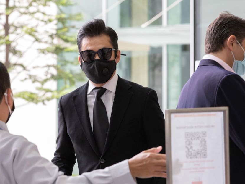 Mediacorp actor Terence Cao arriving at State Courts on March 2, 2021.