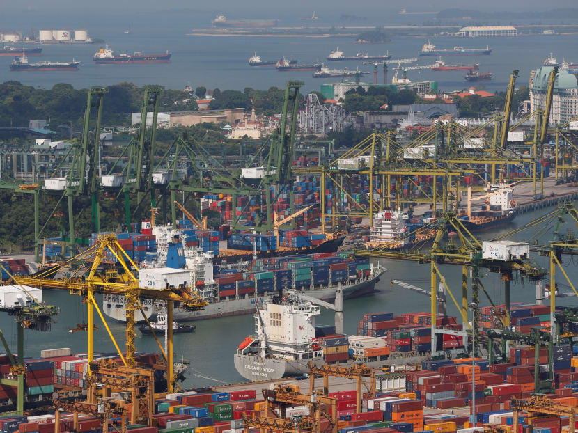 A port in Singapore. A port in Singapore.