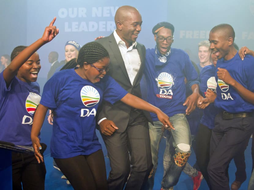 South African opposition party elects first black leader