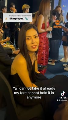 Replying to @8days Changing into her flip flops again perhaps #StarAwards2024 #红星大奖2024 #mediacorpStarAwards2024