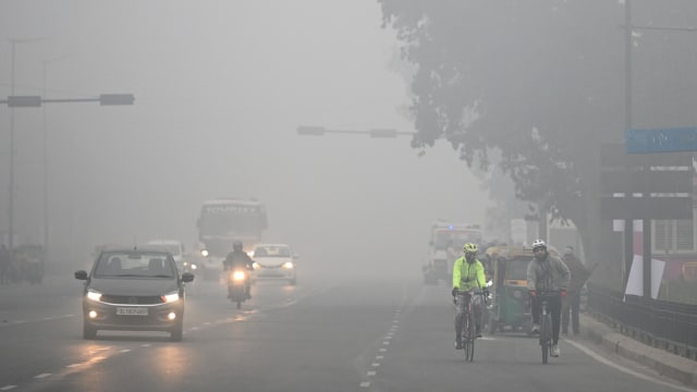 新德里遭浓雾笼罩 17趟航班被取消