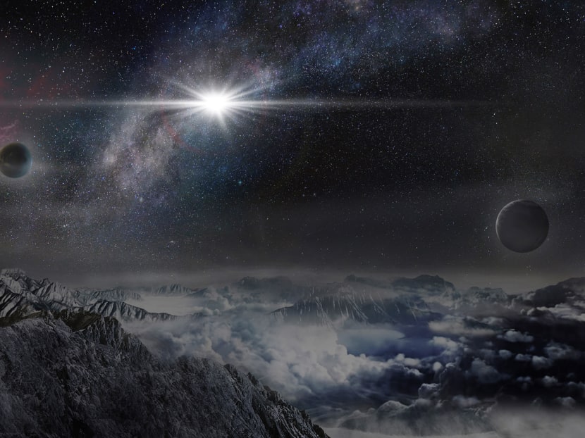 An artist’s impression of the super luminous supernova ASASSN-15lh as it would appear from an exoplanet located about 10,000 light-years away in the host galaxy of the supernova. Photo: AP