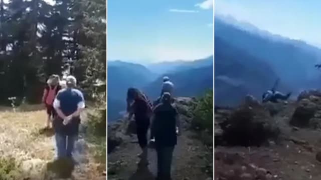 土耳其一家出游遇意外 女婿意外拍到岳母坠崖瞬间