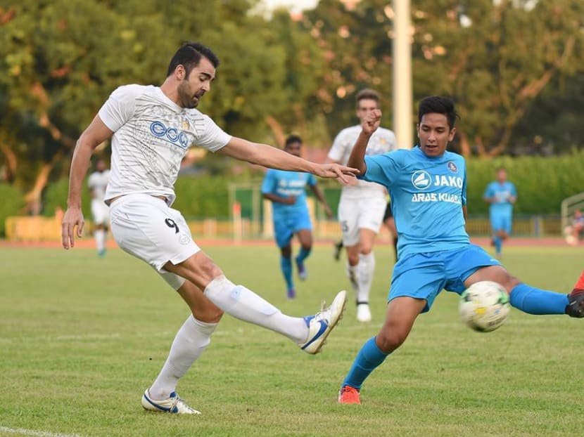 Pablo Rodriguez in action for Hougang in their recent friendly against Pahang FA. Photo: FourFourTwo Singapore