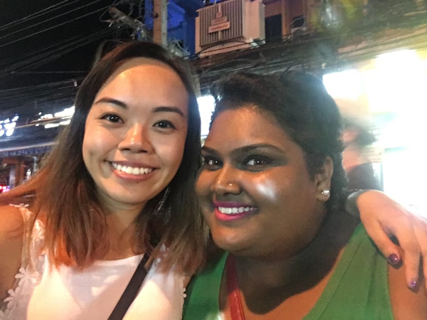 The writer (left) with her late best friend in Phuket in late 2015.