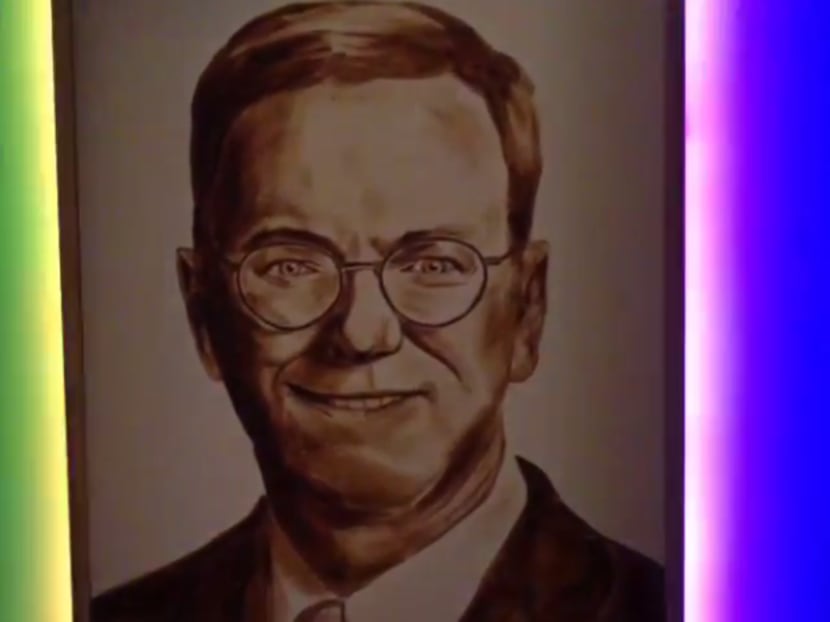 The portrait of Google executive chairman Eric Schmidt by Katsu. Photo: Screencap from @wearthatart/Instagram