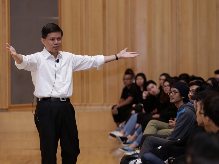 Minister Chan Chun Sing speaking at a Polytechnic Forum on Sept 23. Photo: Wee Teck Hian/TODAY