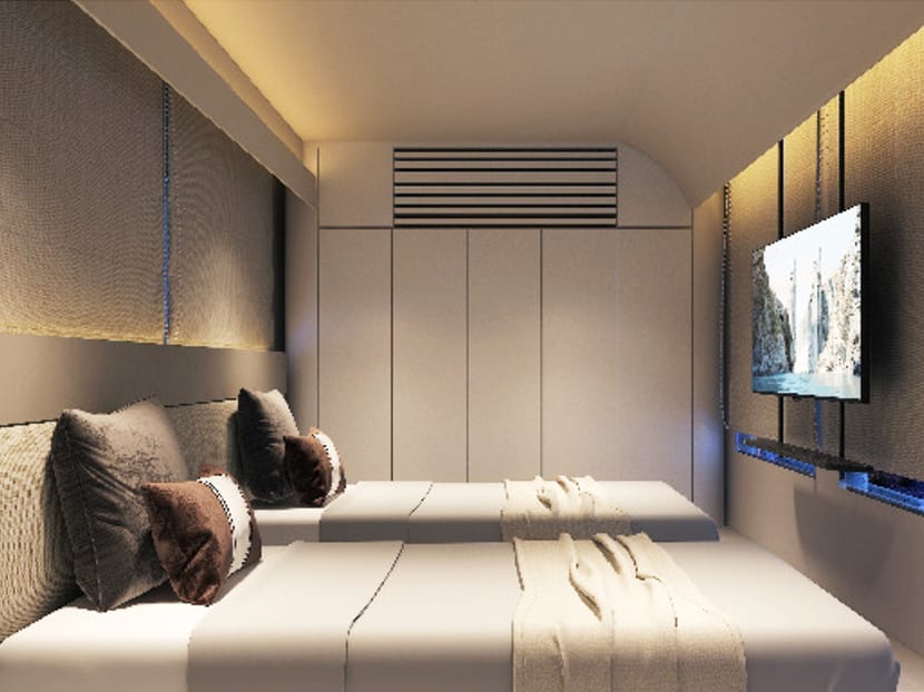An artist's impression of a room at The Bus Resort. An artist's impression of a room at The Bus Resort.