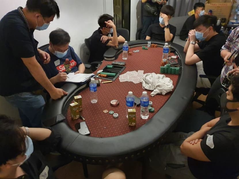 Officers conducted a raid at a home along Zion Road on Friday and found 11 people, aged 20 to 35, purportedly gathering and engaging in gambling-related activities.
