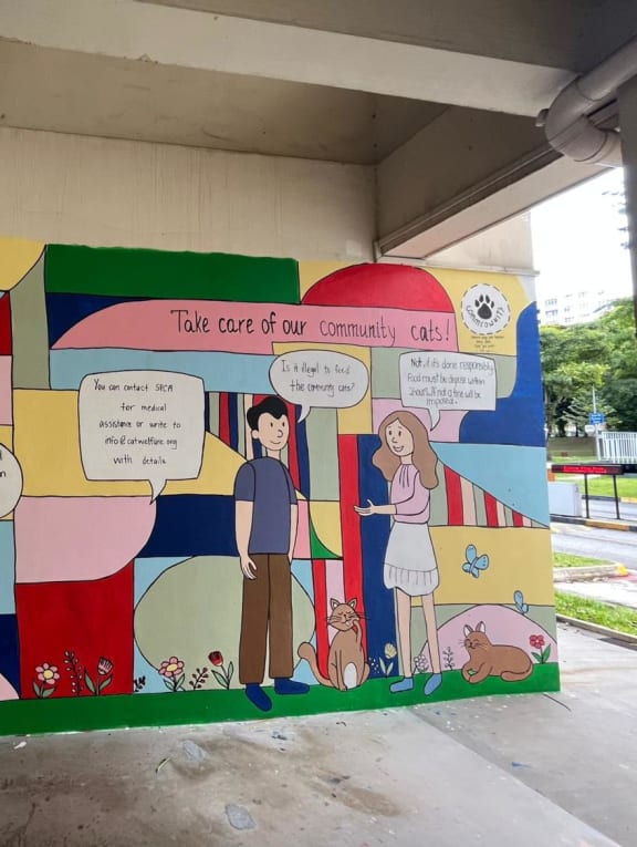 A mural done by the team from ITE College West for the successful Commeownity public education campaign in the Love Our 'Hood Youth Challenge 2021.