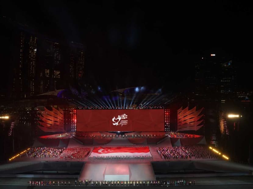 The stage is set for the upcoming National Day Parade show on Aug 9, 2022.