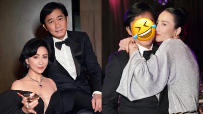 Tony Leung Looks So Helpless In This Photo Of A Female Guest Snuggling Up To Him At Carina Lau’s 56th Birthday Party