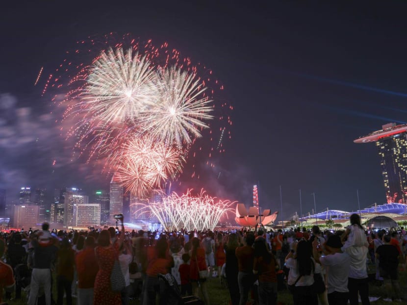 A file photo of the fireworks display at the National Day Parade in 2022.