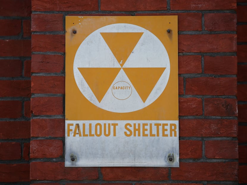 A nuclear fallout shelter sign. Photo: AFP
