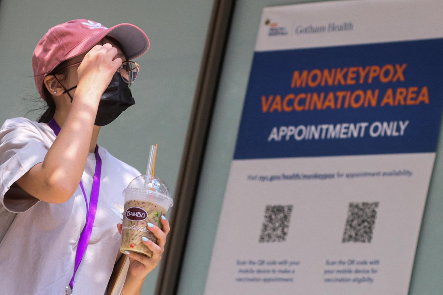 A woman arrives at a monkeypox vaccination site in New York City on Aug 15, 2022. 

