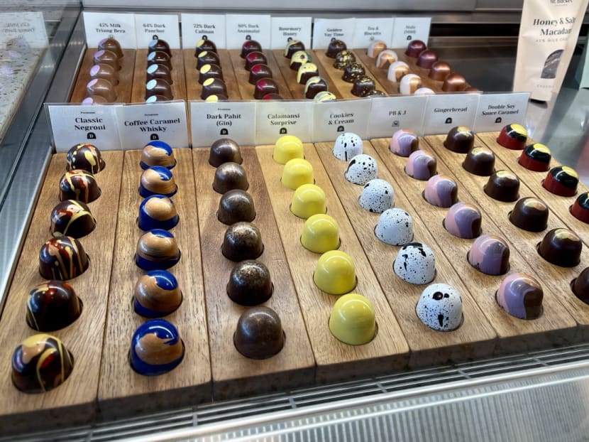 Mala and calamansi bonbons from Mr Bucket’s chocolate shop at an HDB block in Sin Ming Mala and calamansi bonbons from Mr Bucket’s chocolate shop at an HDB block in Sin Ming