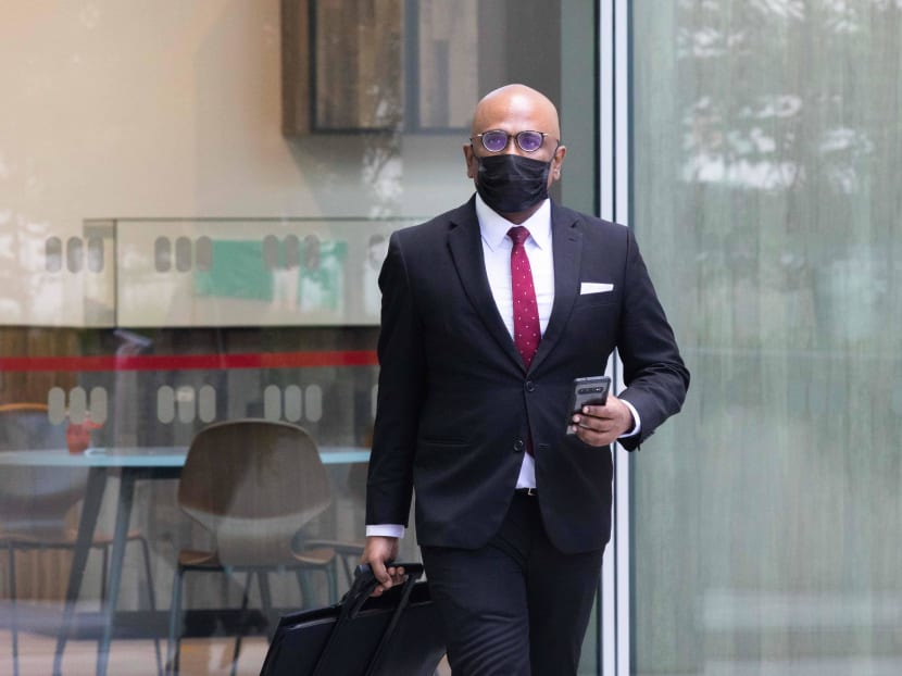 Lawyer M Ravi arriving the State Courts on Oct 27, 2020.