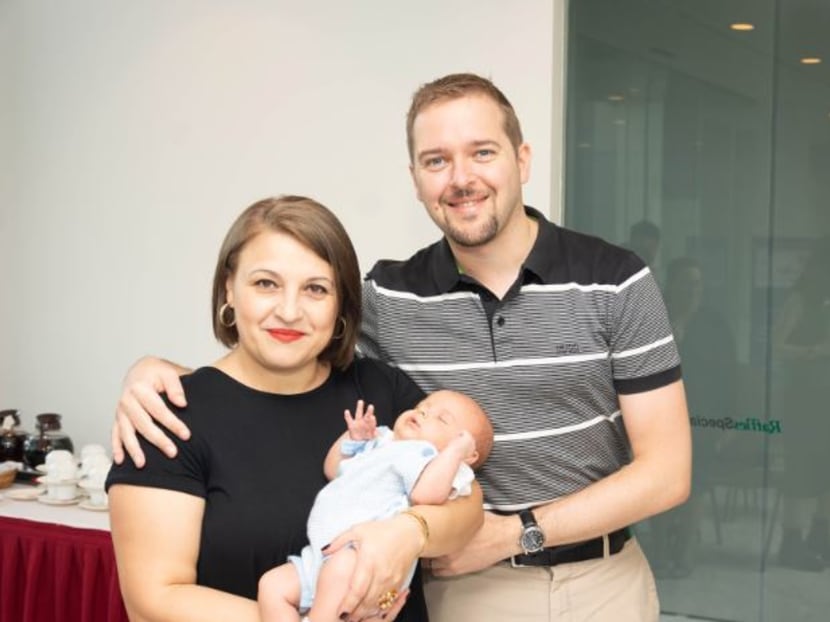 Baby Damian Verheyen with his parents, Dr Fanija Panovska and Mr Wouter Verheyen.