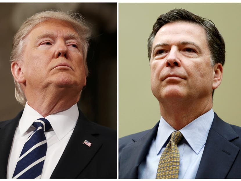 A combination photo shows U.S. President Donald Trump (L) in the House of Representatives in Washington, U.S., on February 28, 2017 and FBI Director James Comey in Washington U.S. on July 7, 2016.   Photo: Reuters