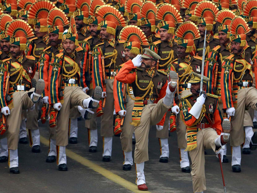 Indian soldiers march during a full dress rehearsal for the Republic Day parade in New Delhi on Jan 23. PM Lee says Asean Leaders are deeply honoured to be invited as Chief Guests for Friday's parade. Photo: Reuters