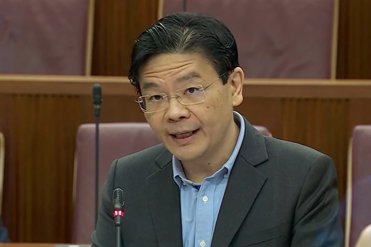 Finance Minister Lawrence Wong delivering his round-up speech at the end of a three-day debate on Budget 2022.