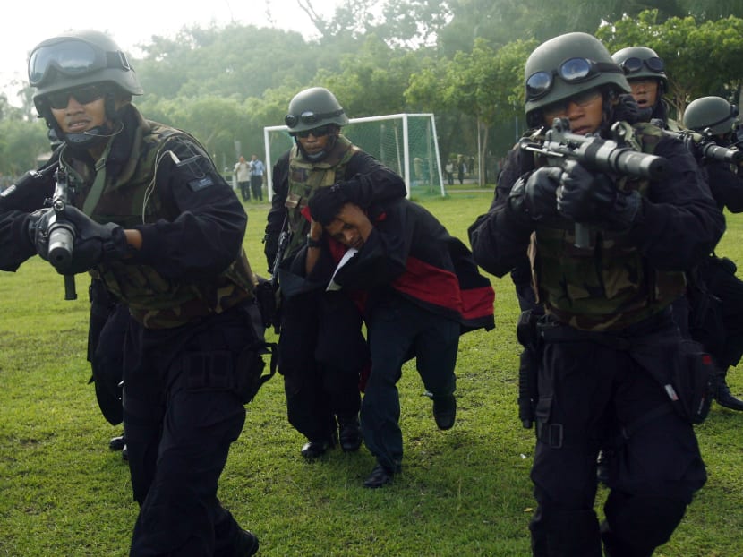 Special force soldiers during an anti-terror drill in Makassar, South Sulawesi. Photo: Reuters
