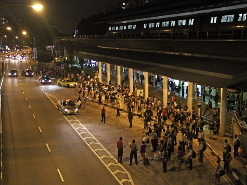 Crowds gathered for shuttle services at Yew Tee MRT station. Photo: Tristan Loh