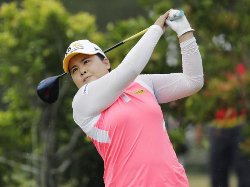 Park Inbee's score of  of 10-under 134 puts her one stroke ahead of three players: fellow South Korean Hur Mi Jung, Thailand’s world No 2 Ariya Jutanugarn and Michelle Wie of the United States. Photo: AP