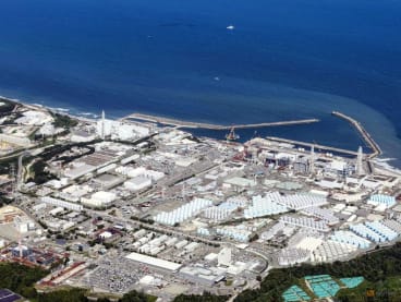 FILE PHOTO: An aerial view shows the Fukushima Daiichi nuclear power plant, which started releasing treated radioactive water into the Pacific Ocean, in Okuma town, Fukushima prefecture, Japan August 24, 2023, in this photo taken by Kyodo. Kyodo/via REUTERS/File Photo