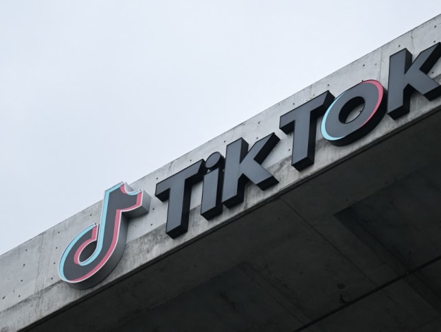 The TikTok logo is displayed on signage outside TikTok social media app company offices in Culver City, California, on March 16, 2023.