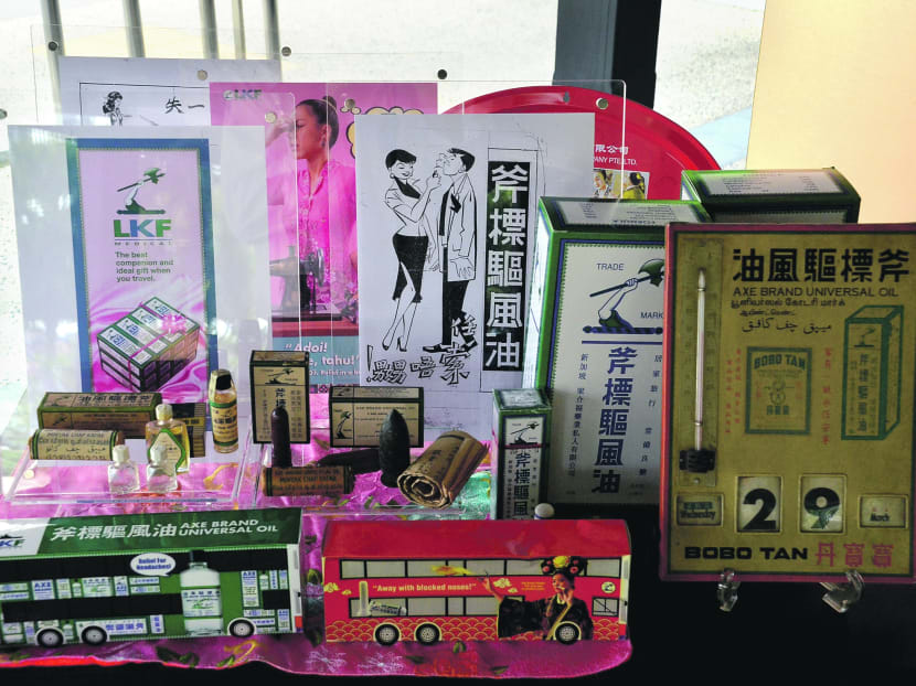 The NHB traced the history of many local products, including Leung Kai Fook Axe Brand medicated oil. Photo: NHB