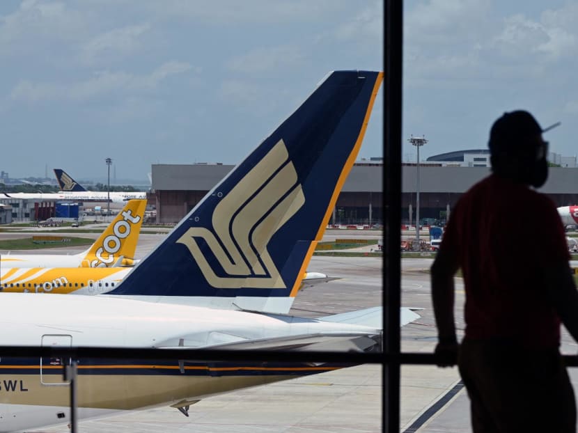 A file photo of a Singapore Airlines plane at Changi Airport. A bomb hoax led to 17 crew members and 208 passengers getting off a Singapore Airlines plane on Sept 28, 2022 after much delay.