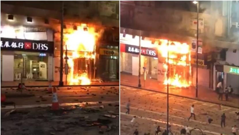 DBS branch in Hong Kong not damaged by fire seen in online video DBS branch in Hong Kong not damaged by fire seen in online video