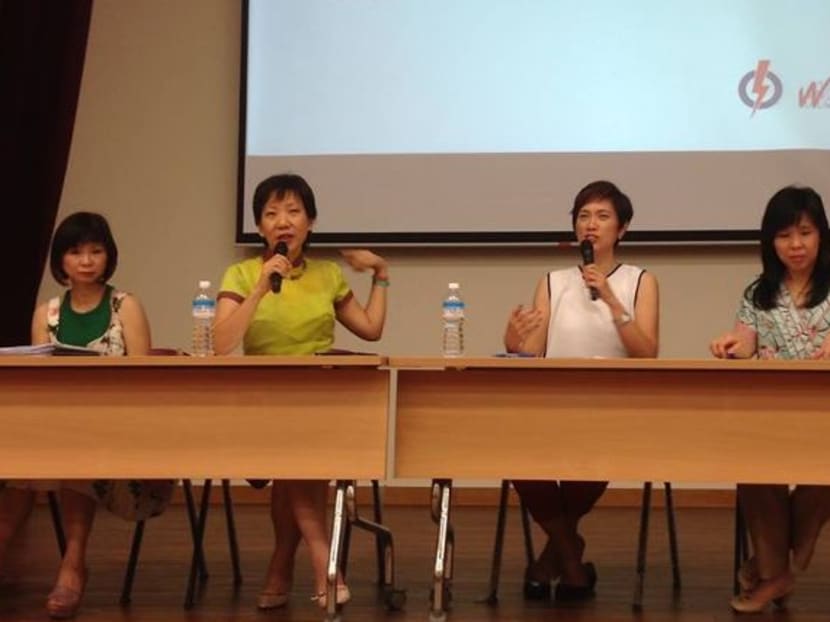 (From L to R) Dr Amy Khor, Miss Grace Fu, Mrs Josephine Teo and Ms Jessica Tan at the PAP's Women's Wing meeting to discuss retirement adequacy for women on Feb 28. Photo: PAP