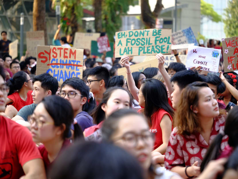 Participants at the Singapore Climate Rally at Hong Lim Park on September 21, 2019.