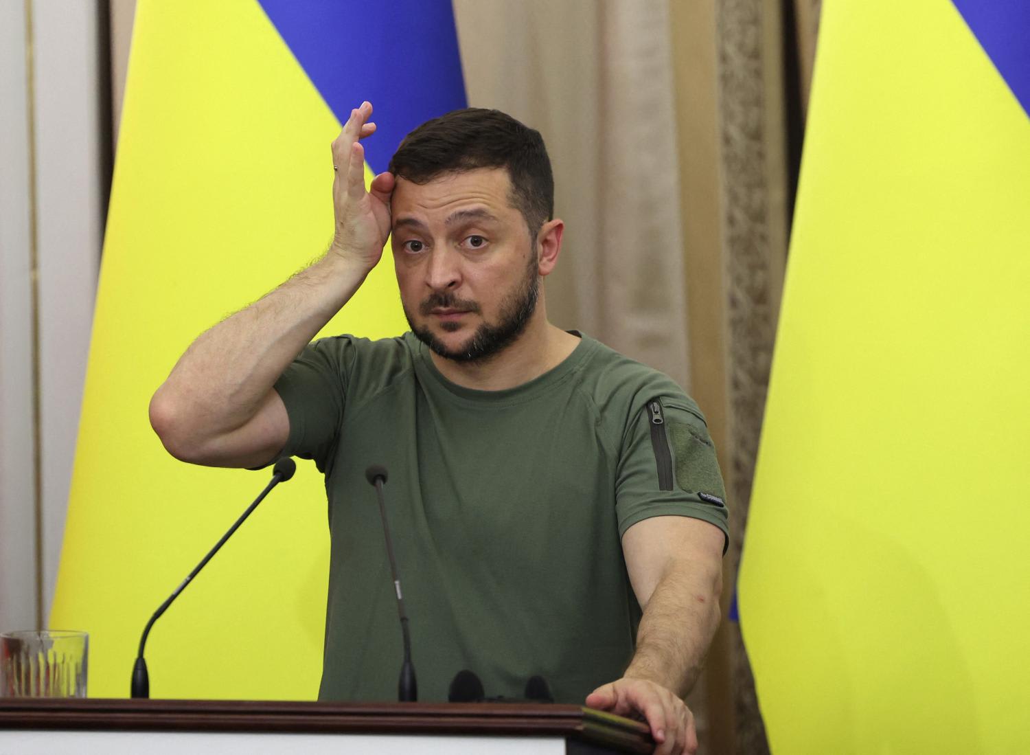 Ukrainian President Volodymyr Zelensky gestures during a press-conference following the talks with UN Secretary-General Antonio Guterres and Turkish President Recep Tayyip Erdogan in Lviv on Aug 18, 2022 Ukrainian President Volodymyr Zelensky gestures during a press-conference following the talks with UN Secretary-General Antonio Guterres and Turkish President Recep Tayyip Erdogan in Lviv on Aug 18, 2022